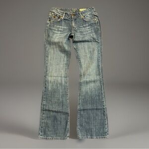 CHIP & PEPPER sz 1 - W24 x L32 7" Rise LA JOLLA FLARE SEXY FIT Blue Denim